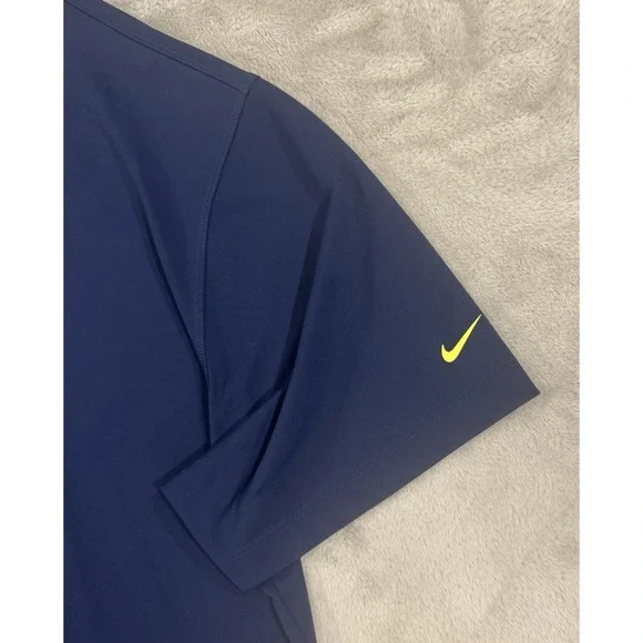 Nike Golf Polo Mens XXL Local Golf Club Embroidered Patch Geometric Dri Fit Blue - Picture 7 of 14